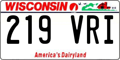 WI license plate 219VRI