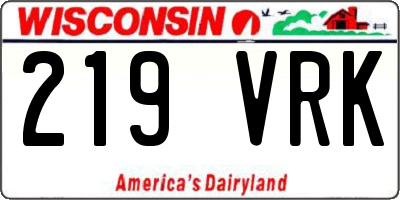 WI license plate 219VRK