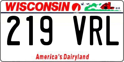 WI license plate 219VRL