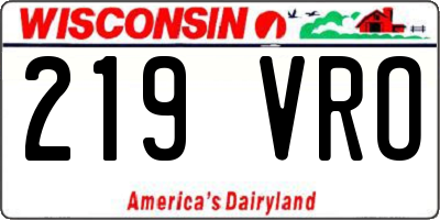 WI license plate 219VRO