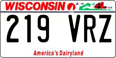 WI license plate 219VRZ