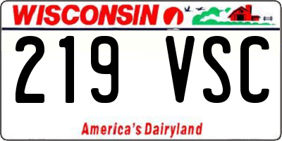 WI license plate 219VSC