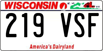 WI license plate 219VSF