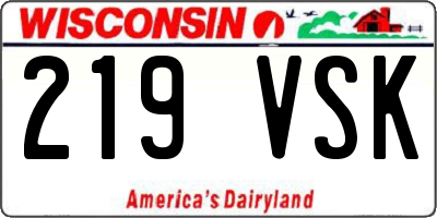 WI license plate 219VSK