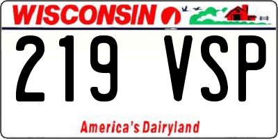 WI license plate 219VSP