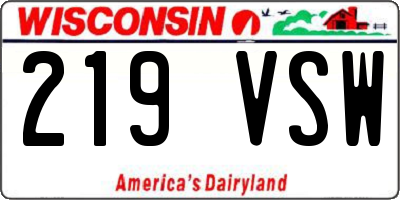 WI license plate 219VSW