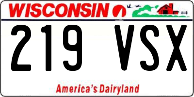 WI license plate 219VSX