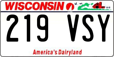 WI license plate 219VSY