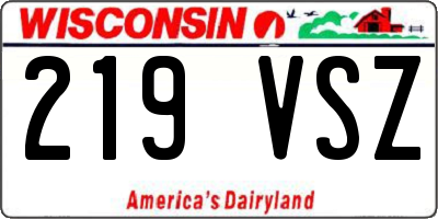 WI license plate 219VSZ