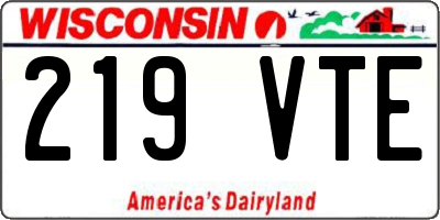 WI license plate 219VTE