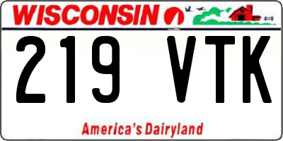 WI license plate 219VTK