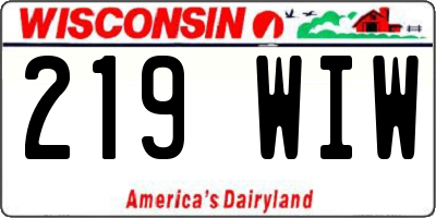 WI license plate 219WIW