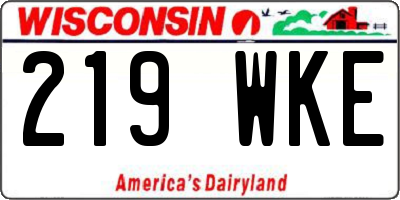 WI license plate 219WKE