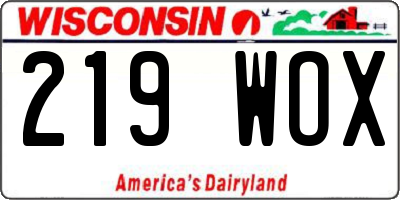 WI license plate 219WOX