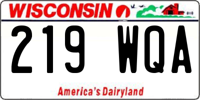 WI license plate 219WQA