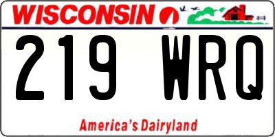 WI license plate 219WRQ