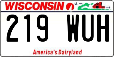 WI license plate 219WUH
