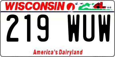 WI license plate 219WUW