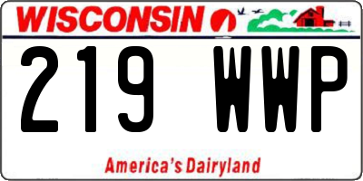 WI license plate 219WWP