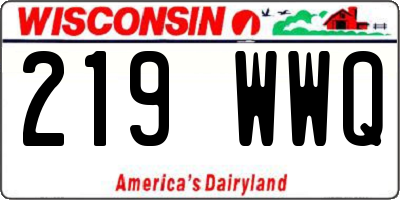WI license plate 219WWQ