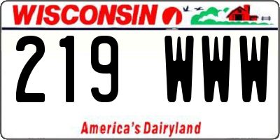WI license plate 219WWW