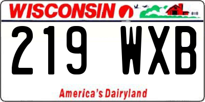 WI license plate 219WXB
