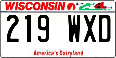 WI license plate 219WXD