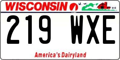 WI license plate 219WXE