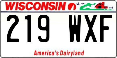WI license plate 219WXF