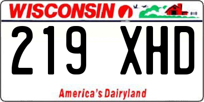 WI license plate 219XHD