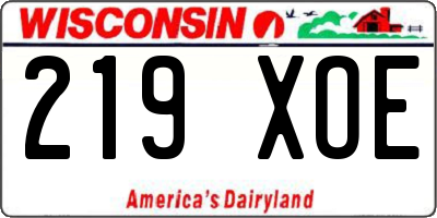 WI license plate 219XOE