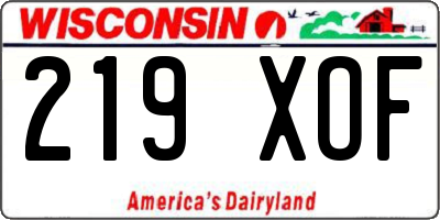 WI license plate 219XOF