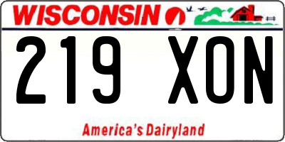 WI license plate 219XON