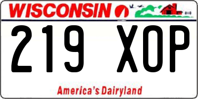 WI license plate 219XOP
