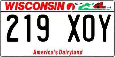 WI license plate 219XOY