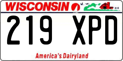 WI license plate 219XPD