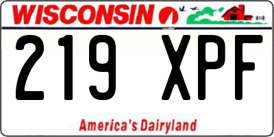 WI license plate 219XPF