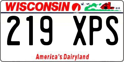 WI license plate 219XPS