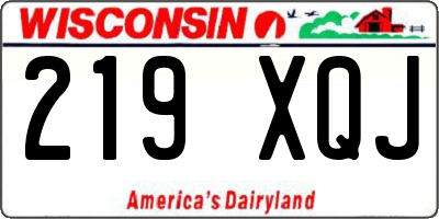 WI license plate 219XQJ