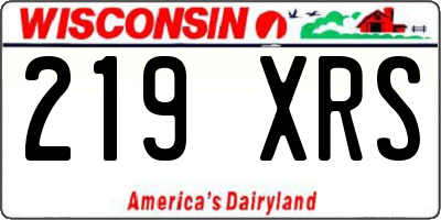 WI license plate 219XRS
