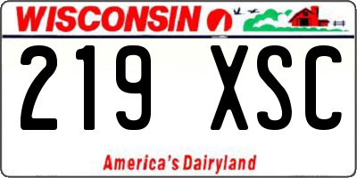 WI license plate 219XSC