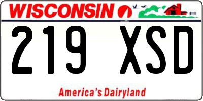WI license plate 219XSD