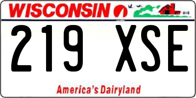 WI license plate 219XSE