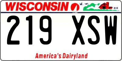 WI license plate 219XSW