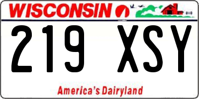 WI license plate 219XSY