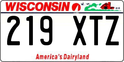 WI license plate 219XTZ