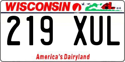 WI license plate 219XUL