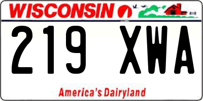 WI license plate 219XWA