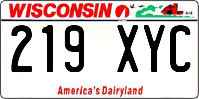 WI license plate 219XYC