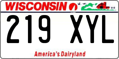 WI license plate 219XYL
